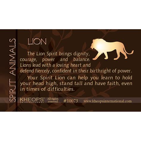 Spirit Animal Info Card Lion (each): Kheops International