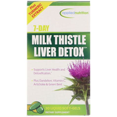 appliednutrition, 7-Day Milk Thistle Liver Detox, 30 Liquid Soft-Gels - iHerb