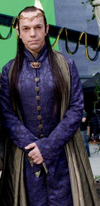 Hugo Weaving as Lord Elrond in purple robe backstage in The Hobbit: The ...