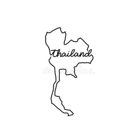 Thailand Outline Map with the Handwritten Country Name. Continuous Line ...