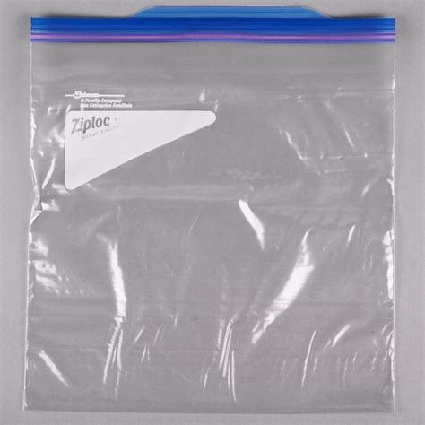 Ziploc® 682258 10 9/16" x 10 3/4" One Gallon Freezer Bag with Double Zipper and Write-On Label ...