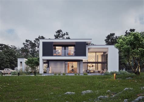 MODERN HOUSE ON SQUARE IN THE FOREST on Behance