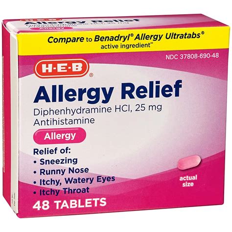 H-E-B Allergy Relief Diphenhydramine 25 mg Antihistamine Tablets - Shop Sinus & Allergy at H-E-B