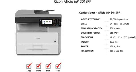 Ricoh Mp 301 Specifications : Ricoh mp 301spf instruction manual and user guide.