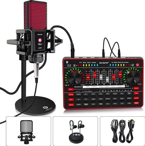 Buy Podcast Microphone Sound Card Kit, Professional Studio Condenser Mic & G3 Live Sound Mixer ...