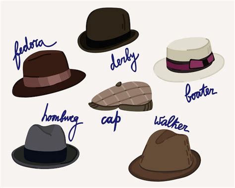 Premium Vector | Retro man's hats. vector collection of vintage hats of 1930-s. fedora, derby ...