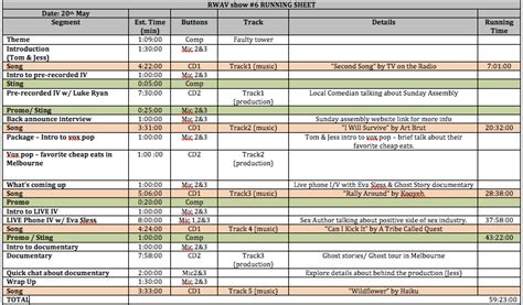 Preparing an Audio Visual event run sheet - RTR Productions