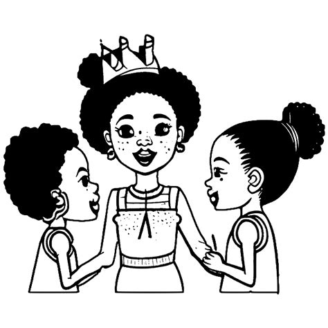 Black Girls Birthday Party Coloring Page · Creative Fabrica