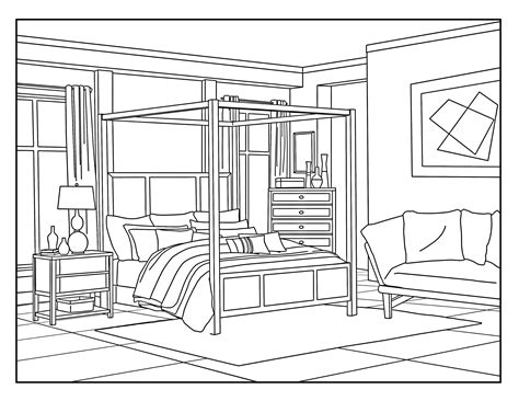 Bedroom Interior Design Coloring Pages - LIMETKOWESPRAWY