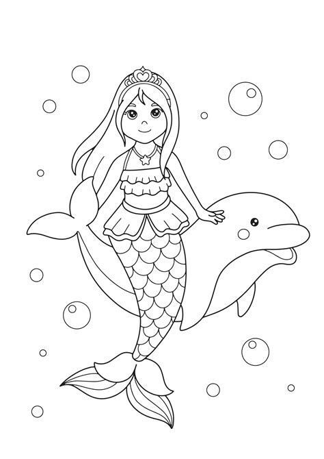 Dolphin And Mermaid Coloring Pages