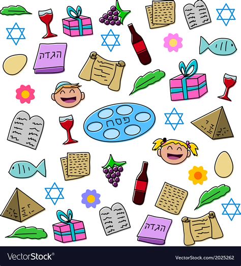 Passover Holiday Symbols Pack Royalty Free Vector Image