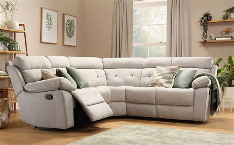 Grosvenor Dove Grey Plush Fabric Recliner Corner Sofa | Furniture Choice