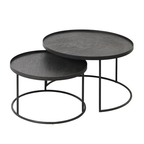 Round Nesting Tray Tables Set Low | Nesting coffee tables, Round metal coffee table, Living room ...