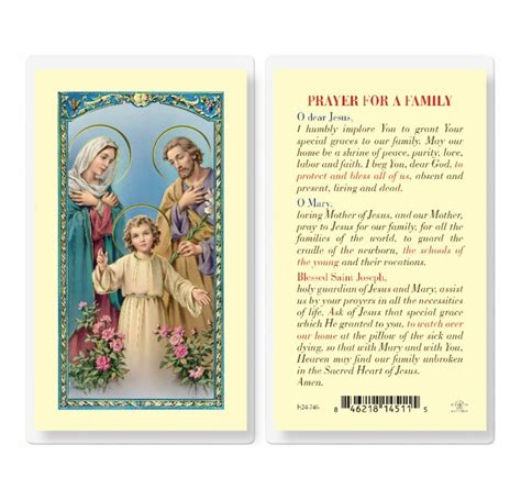 Family Prayer Laminated Holy Card - 25 Pack - Buy Religious Catholic Store