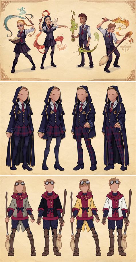 Ilvermorny House Uniforms by Azure-and-Copper | Harry potter drawings, Harry potter artwork ...