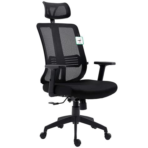 Black Mesh High Back Executive Office Chair Swivel Desk Chair with Synchro-Tilt, Adjustable ...