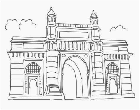 India Gate - India Gate Sketch Drawing, HD Png Download - kindpng