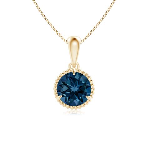 Angara - 1.55 ct. London Blue Topaz Pendant Necklace|7mm Round London Blue Topaz Pendant ...