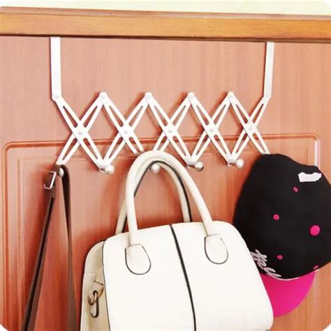 Retractable Folding Door Hooks Seamless Stainless Steel Clothing Hanger Creative Coat Handbag ...