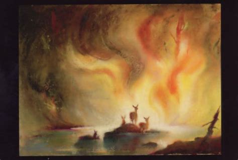 Bambi The Forest Fire Scene Disney Storyboard Artist Painting Postcard ...