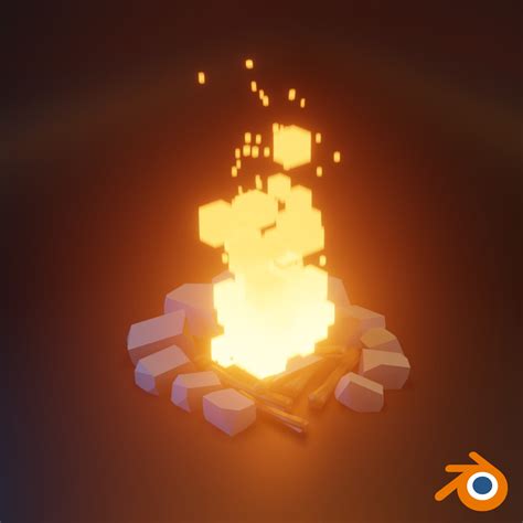 ArtStation - Low Poly Fire 3D Model Animation