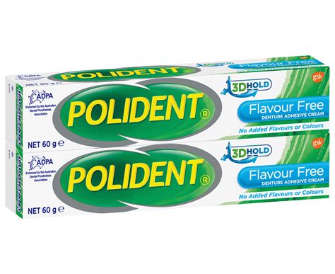 2 x Polident Denture Adhesive Cream Flavour Free 60g | Catch.com.au