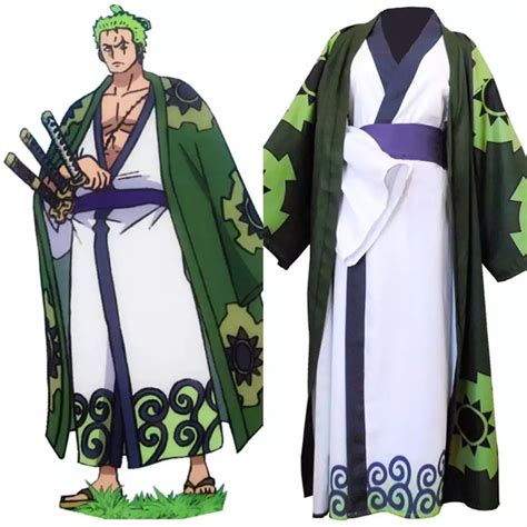 US $49.83 11％ Off | One Piece Roronoa Zoro Cosplay Costume Kimono Robe Full Suit | One piece ...