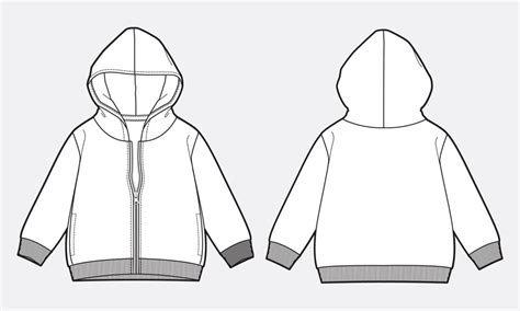 Premium Vector | Hoodie technical drawing fashion flat sketch vector ...