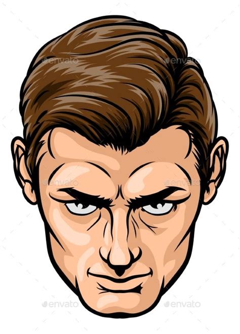 A serious looking handsome mans face in a cartoon pop art comic book style | Male face, How to ...