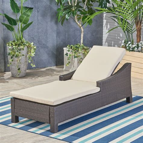 75" Beige and Brown Contemporary Outdoor Chaise Lounge - Walmart.com ...