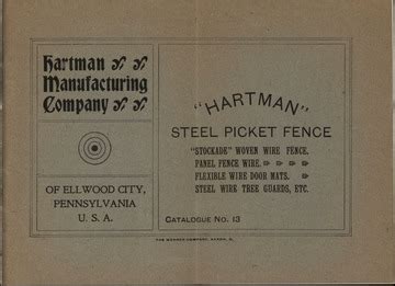 Hartman Manufacturing Company : "Hartman" steel picket fence, "stockade ...
