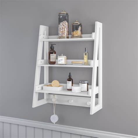 RiverRidge Home Amery Bath 3-Tier Ladder Wall Mounted Shelf with 3 ...