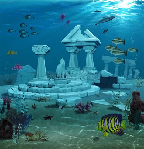 Atlantis Ruins Underwater stock photo. Image of swimming - 92519216 ...