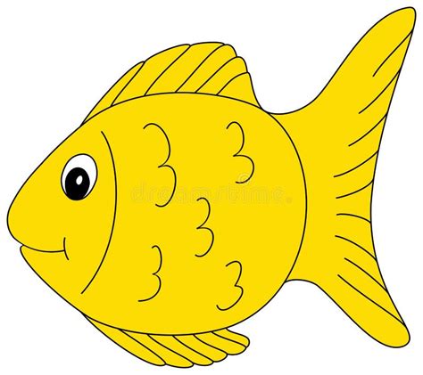 Cartoon Yellow Fish. Hand Drawn Vector Illustration Stock Vector ...