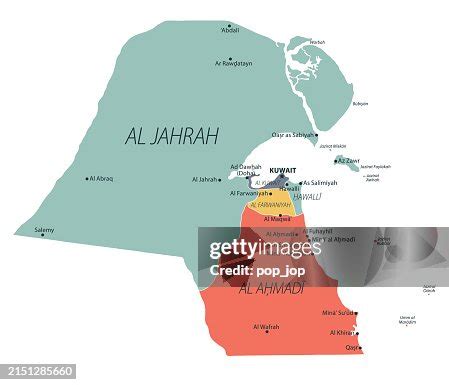 Kuwait Map Vector Colored Map Of Kuwait High-Res Vector Graphic - Getty ...