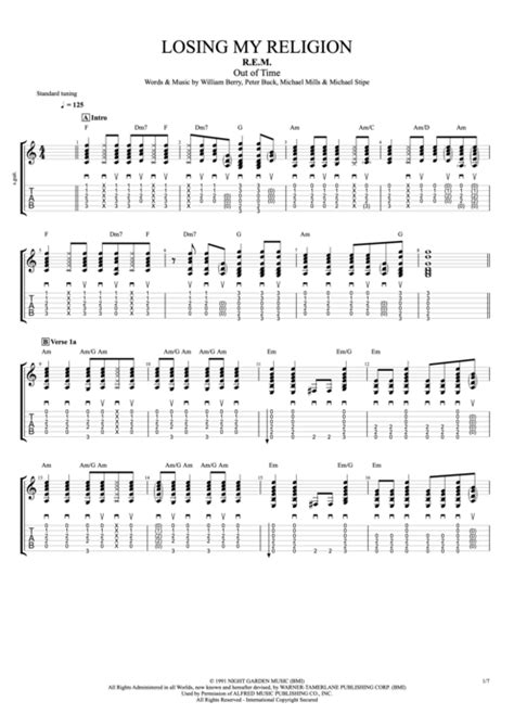 Losing My Religion by R.E.M. - Full Score Guitar Pro Tab | mySongBook.com