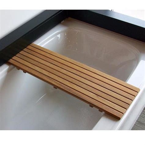 Teak Bathtub Bench with Adjustable Locking Clamps with 250 lb. Weight Capacity