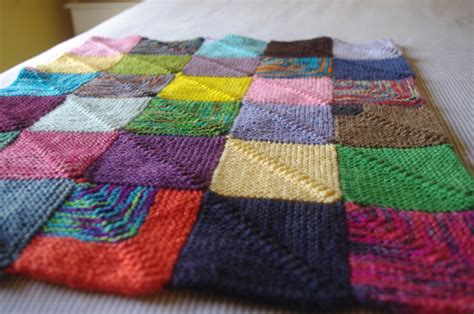 knitting blankets and a pattern for mitred squares knit as you go - tikki