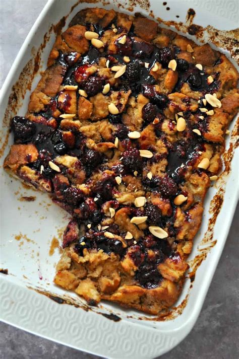 Vegan Peanut Butter and Jelly Bread Pudding - Rabbit and Wolves