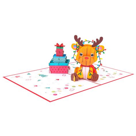 Christmas Reindeer Gift Pop Up Card - Xmas Pop Up Card Wholesale