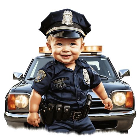 Premium AI Image | there is a baby that is standing in front of a police car generative ai