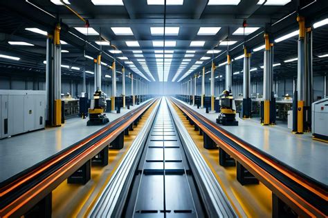 a long conveyor belt in a factory. AI-Generated 32303427 Stock Photo at ...