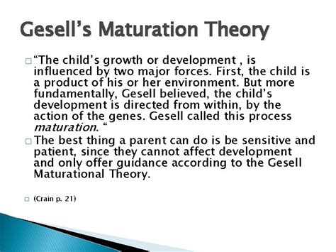 Gesells Maturation Theory By Tami Nichols Gesells Maturation