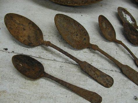 Vintage Collection Weathered Flatware Spoons Rusty Bowls Shabby Kitchen Props in 2020 | Rusty ...