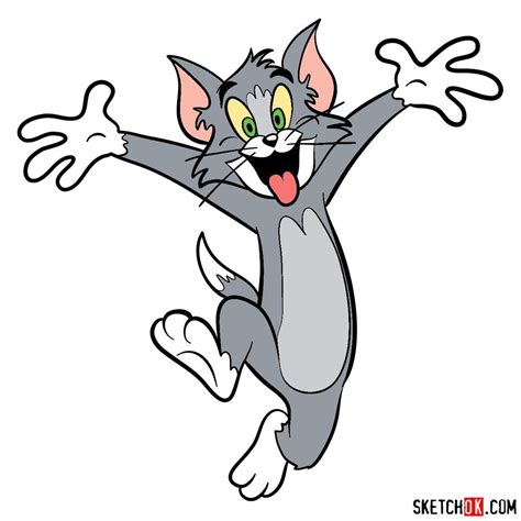 How to draw happy Tom - Tom and Jerry - Sketchok easy drawing guides