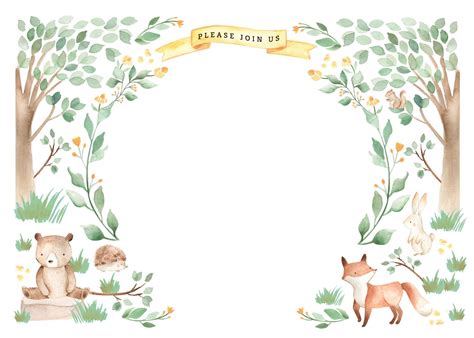 Woodland Creatures - Baby Shower Invitation Template (Free) | Greetings ...