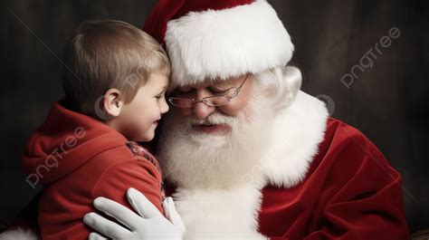 Christmas Photo Of Young Boy Hugging Santa Clause Background, Free Picture With Santa Claus ...