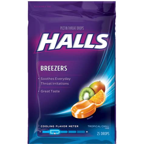 Halls Breezers Throat Drops, Tropical Chill, 25 Ct - Walmart.com ...