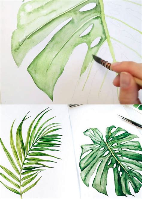 12 Easy Watercolor Leaves Painting Tutorials - A Piece Of Rainbow