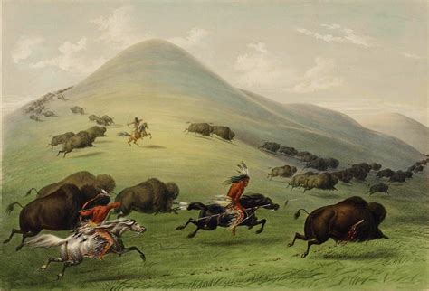 George Catlin - Buffalo hunt - Free Stock Illustrations | Creazilla